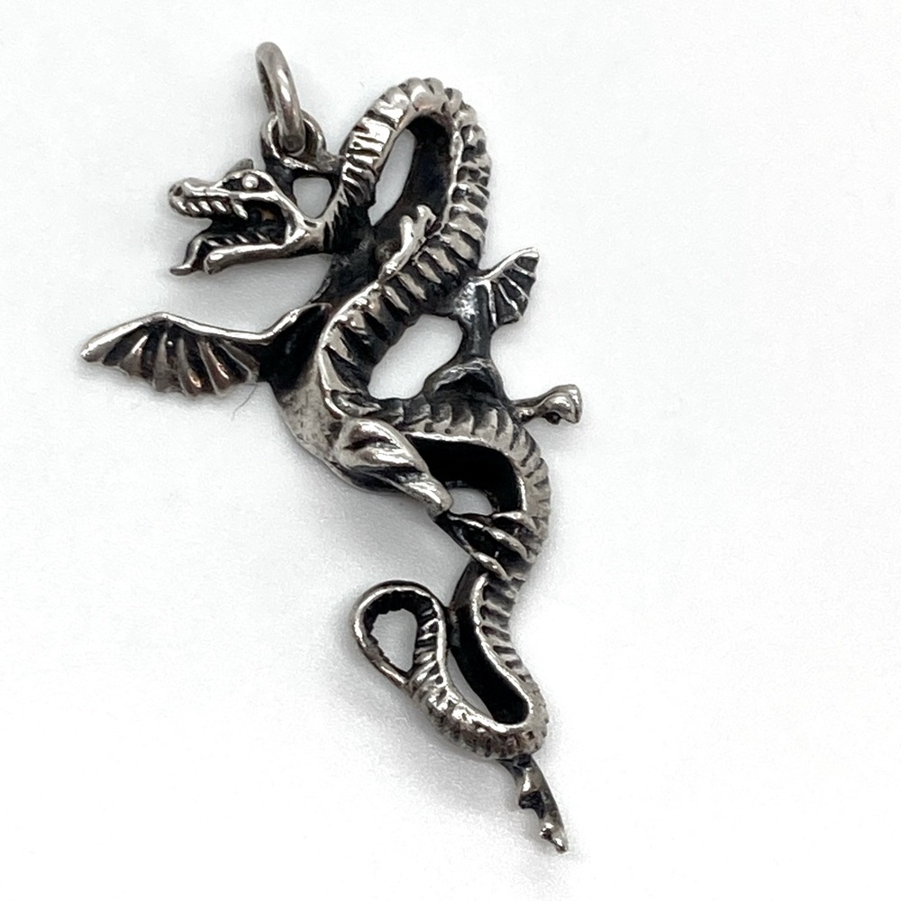 Vtg 925 Sterling Silver Dragon Serpent Pendant | 1.9” L | 1.1” W